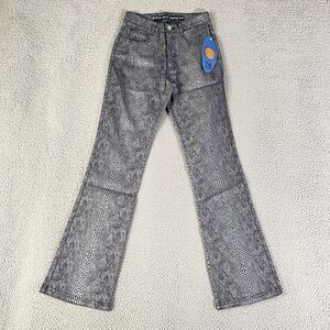 Vintage RVT Pants Girls 7 /8 (24x30) Gray Snakeskin Print Flare Bootcut Y2K NEW